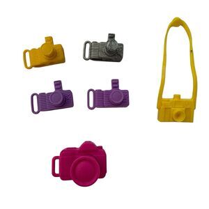 6 PIECE BARBIE FASHION DOLL CAMERA LOT ASSORTED COLORS ACCESSORIES